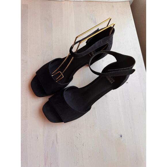 Eileen Fisher black Viva Nubuck Ankle-Grip Sandals size 8 - Picture 11 of 12